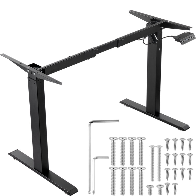 VEVOR elektriskā galda pamatne ar regulējamu augstumu un garumu, 70–117 cm, 95–158 cm, melna