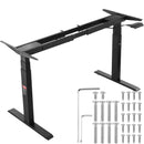 VEVOR elektriskā augstumā regulējama galda pamatne ar diviem motoriem, 65–129 cm, melna