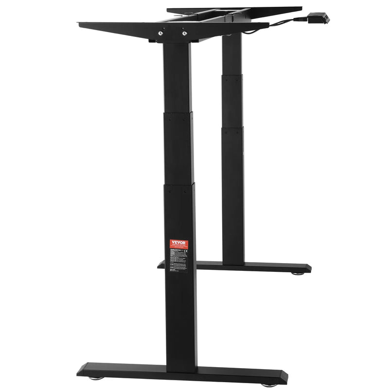 VEVOR elektriskā augstumā regulējama galda pamatne ar diviem motoriem, 65–129 cm, melna