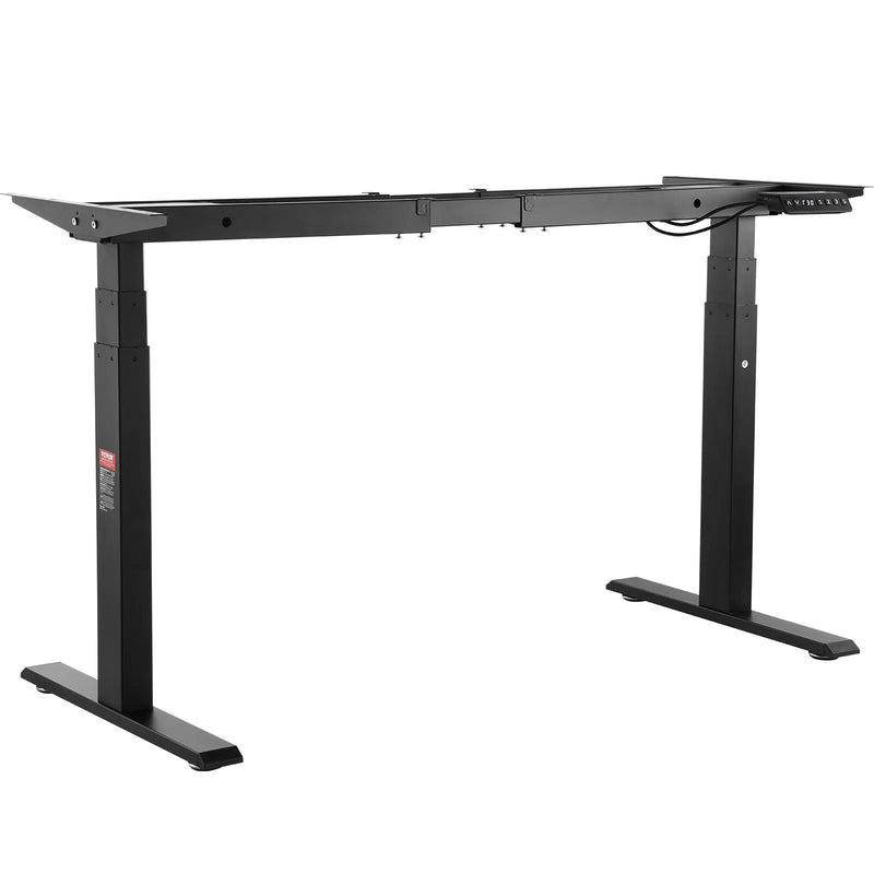 VEVOR elektriskā augstumā regulējama galda pamatne ar diviem motoriem, 65–129 cm, melna