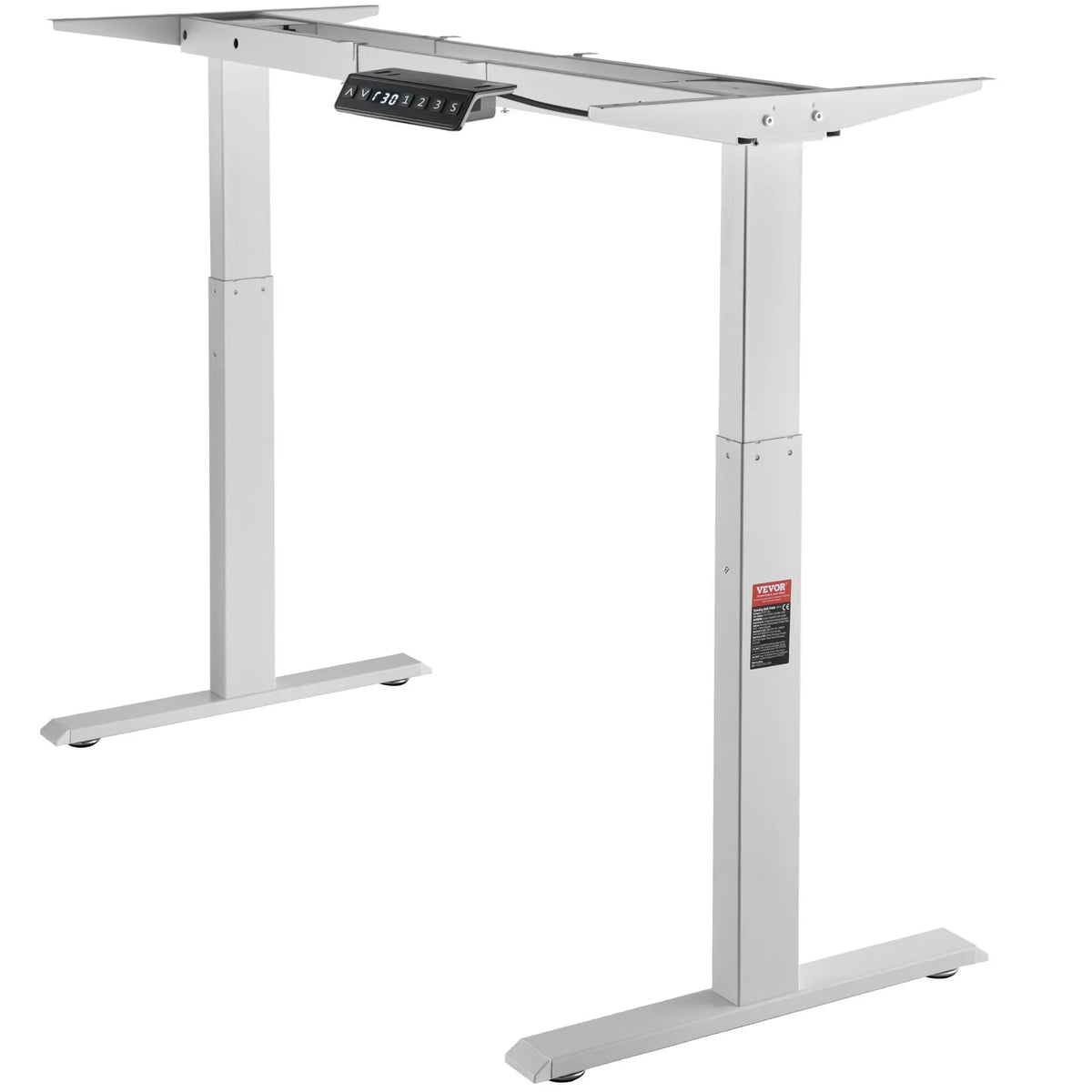 VEVOR Electric Desk Base with Dual Motors, Adjustable Height 70–117 cm and Length 110–178 cm, White