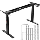 VEVOR elektriskā augstumā regulējama galda pamatne ar diviem motoriem, 70–117 cm, melna