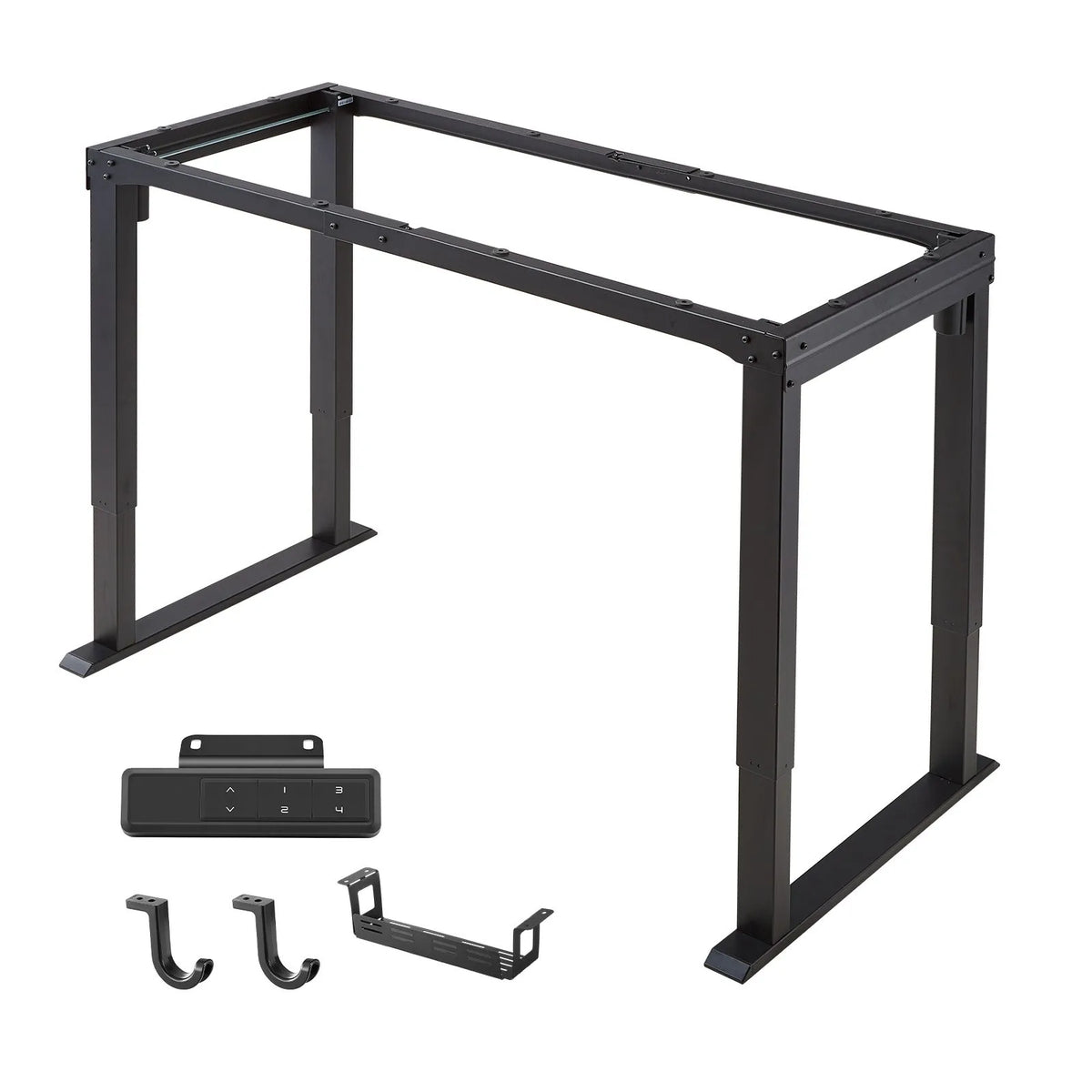 VEVOR Electric Standing Desk Frame with 4 Legs and Dual Motors, 70–117 cm, 4 Height Memory Settings, Black