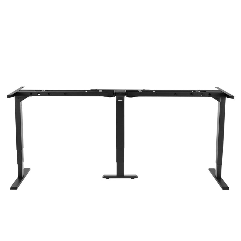 VEVOR elektriskais stūra stāvgalda rāmis ar 3 kājām un 3 motoriem, 60–125 cm, 4 augstuma atmiņas iestatījumi, melns