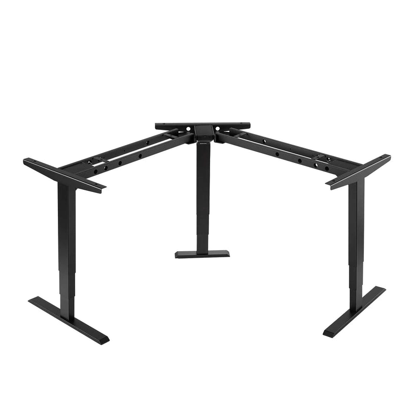 VEVOR elektriskais stūra stāvgalda rāmis ar 3 kājām un 3 motoriem, 60–125 cm, 4 augstuma atmiņas iestatījumi, melns