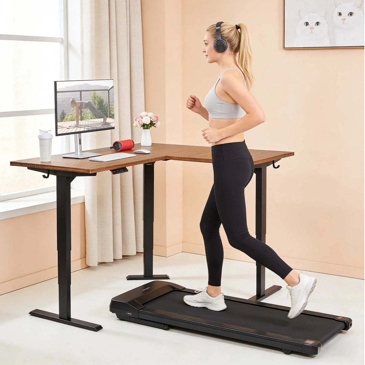 VEVOR Electric Corner Desk Frame with 3 Legs and 3 Motors, 60–125 cm, 4 Height Memory Settings, Black