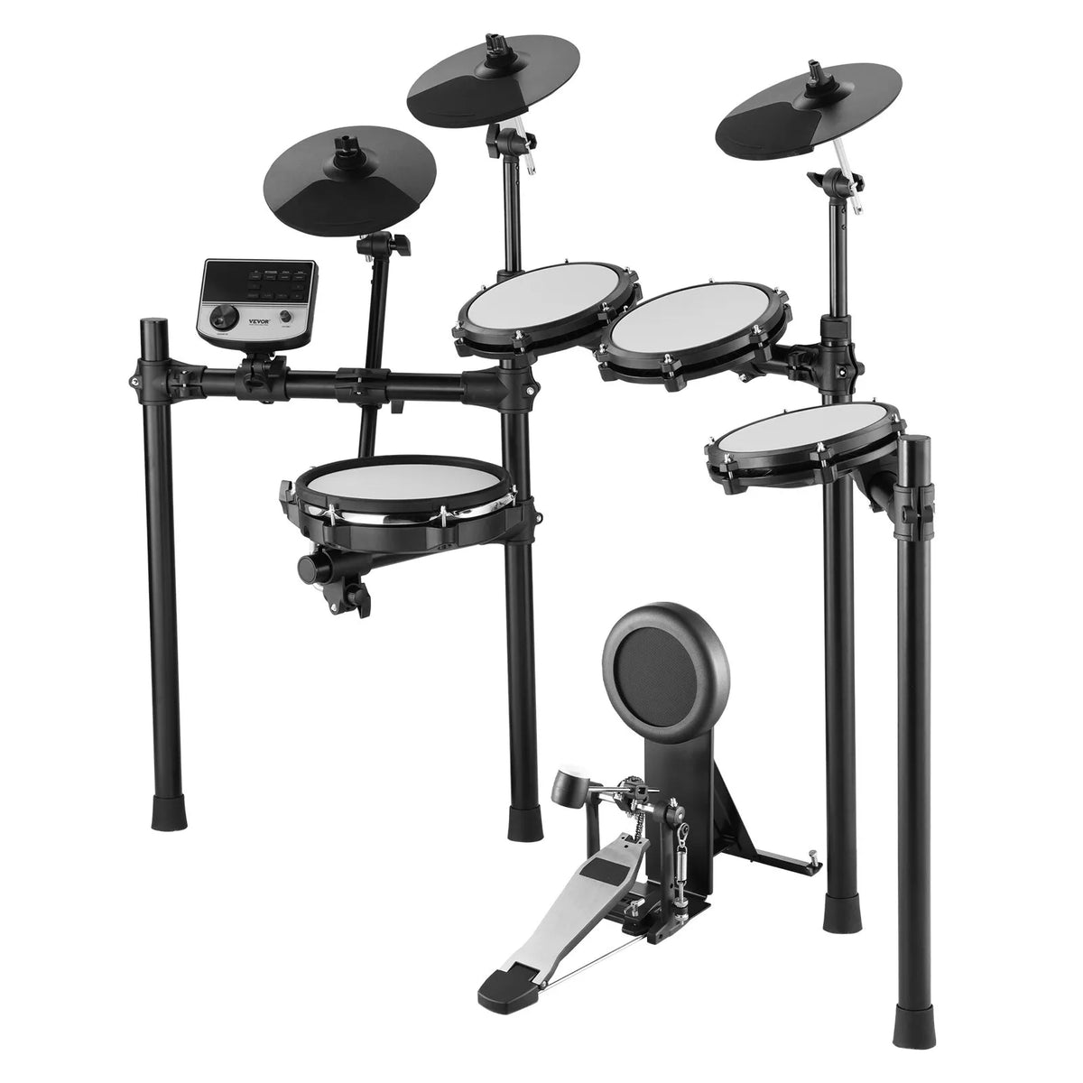 VEVOR Electronic Drum Kit 32 Kits and 480 Sounds, 10″ Mesh Snare, 10″ Cymbals, Pedals and USB MIDI