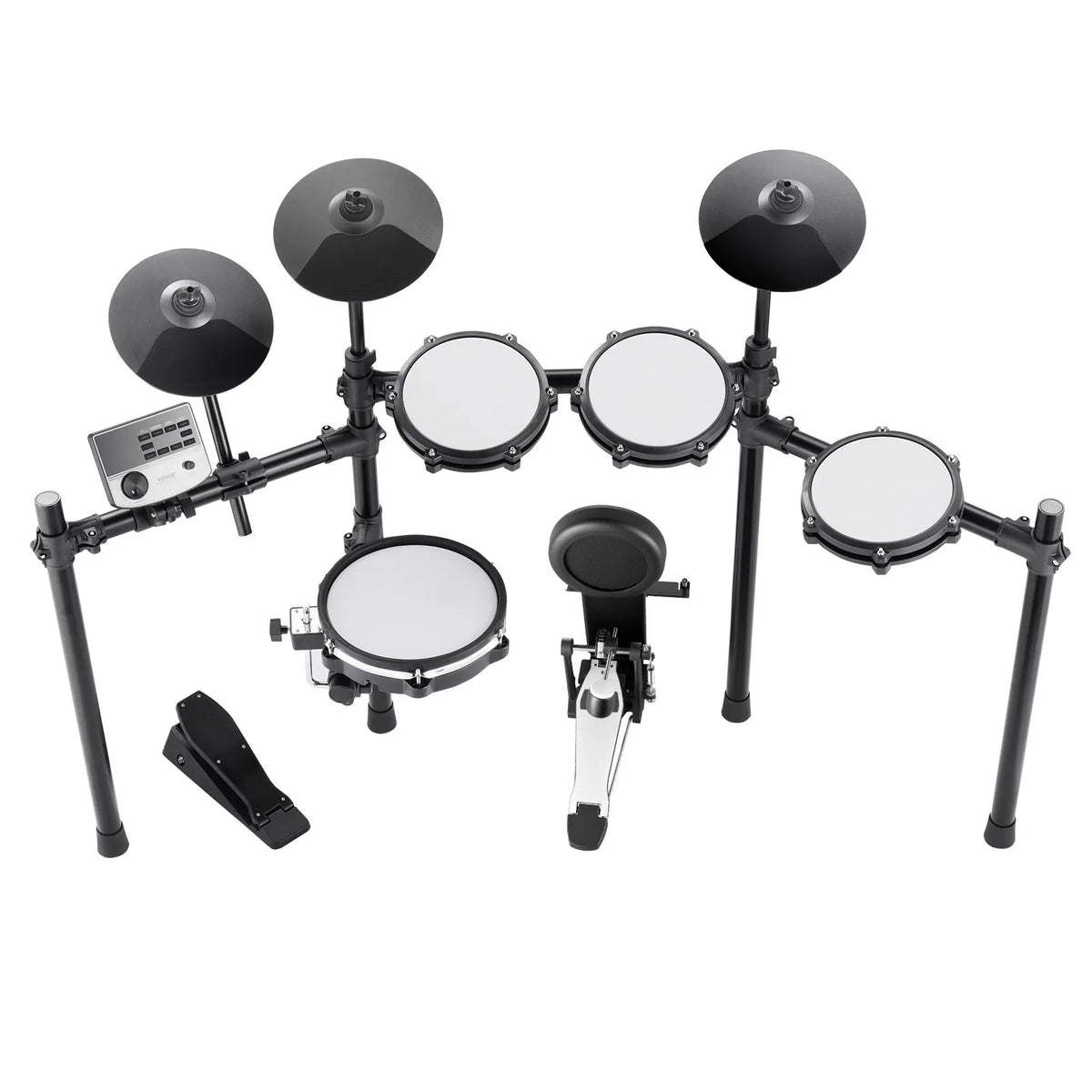VEVOR Electronic Drum Kit 32 Kits and 480 Sounds, 10″ Mesh Snare, 10″ Cymbals, Pedals and USB MIDI
