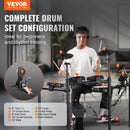 VEVOR elektroniskā bungasete ar 32 bungu komplektiem un 480 skaņām, 10″ klusā tīkla snare bungu spilventiņu, 10″ šķīvjiem, bungu vicinātājiem un pedāļiem; USB MIDI atbalsts, piemērota iesācējiem un pieaugušajiem