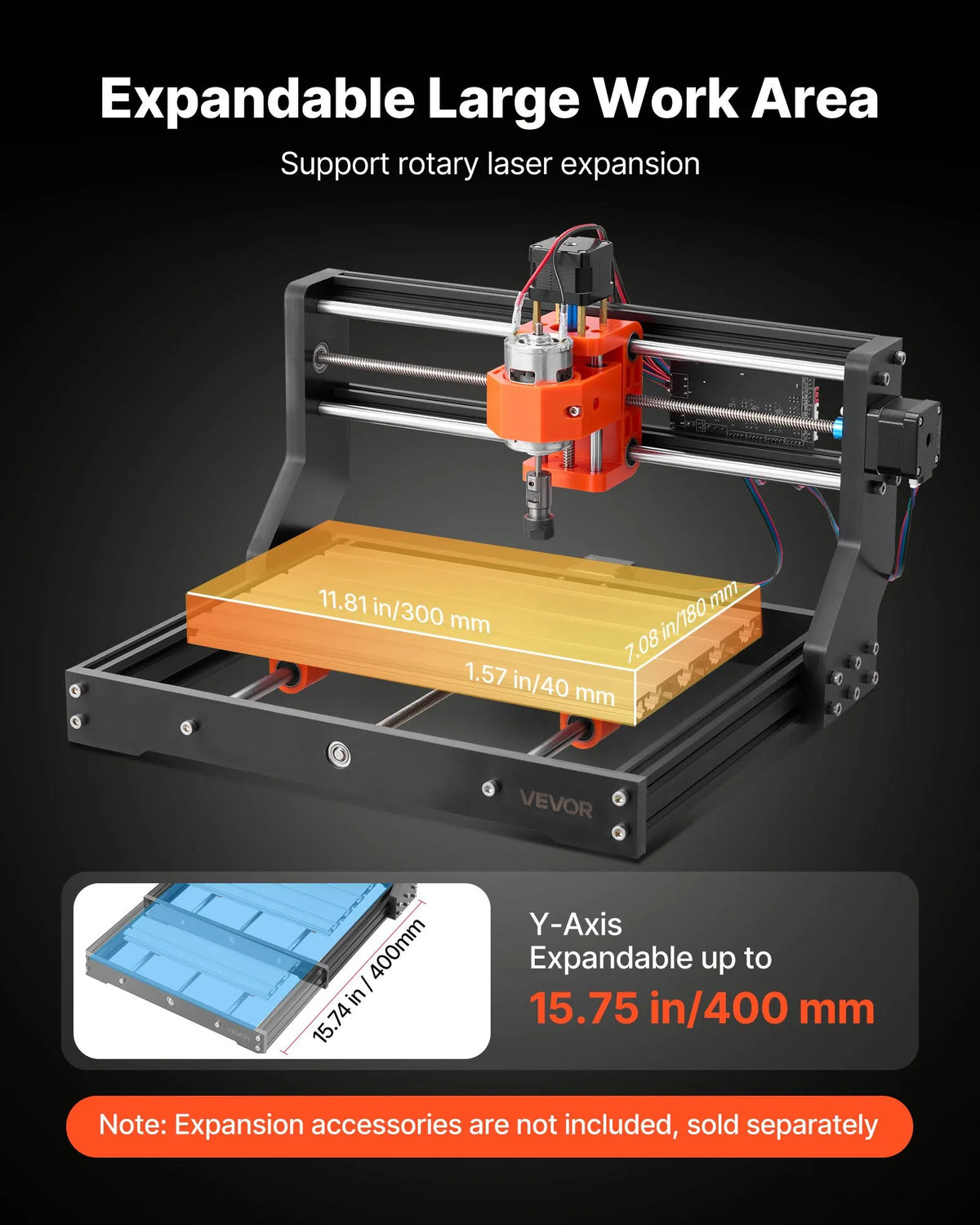 VEVOR CNC 3018 frēzēšanas iekārta ar 60 W vārpstu, 3 asis, 300 × 180 × 40 mm, bezsaistes vadība, kokam un akrilam