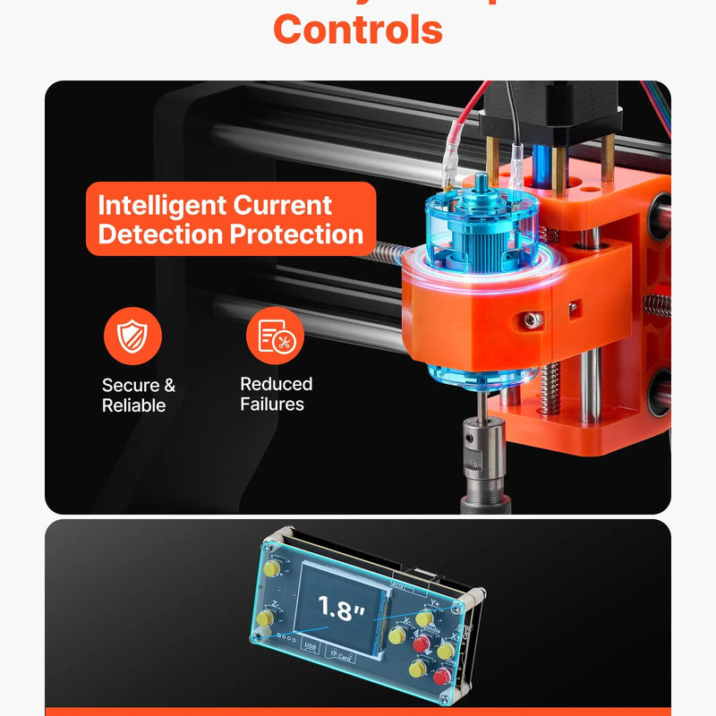 VEVOR 3018 CNC frēzēšanas iekārta, 60 W vārpsta, 3 asu koka gravēšanas un frēzēšanas mašīna, ar 300 × 180 × 40 mm darba zonu, bezsaistes vadības pulti, alumīnija sakausējuma konstrukciju, koka un akrila gravēšanai un griešanai