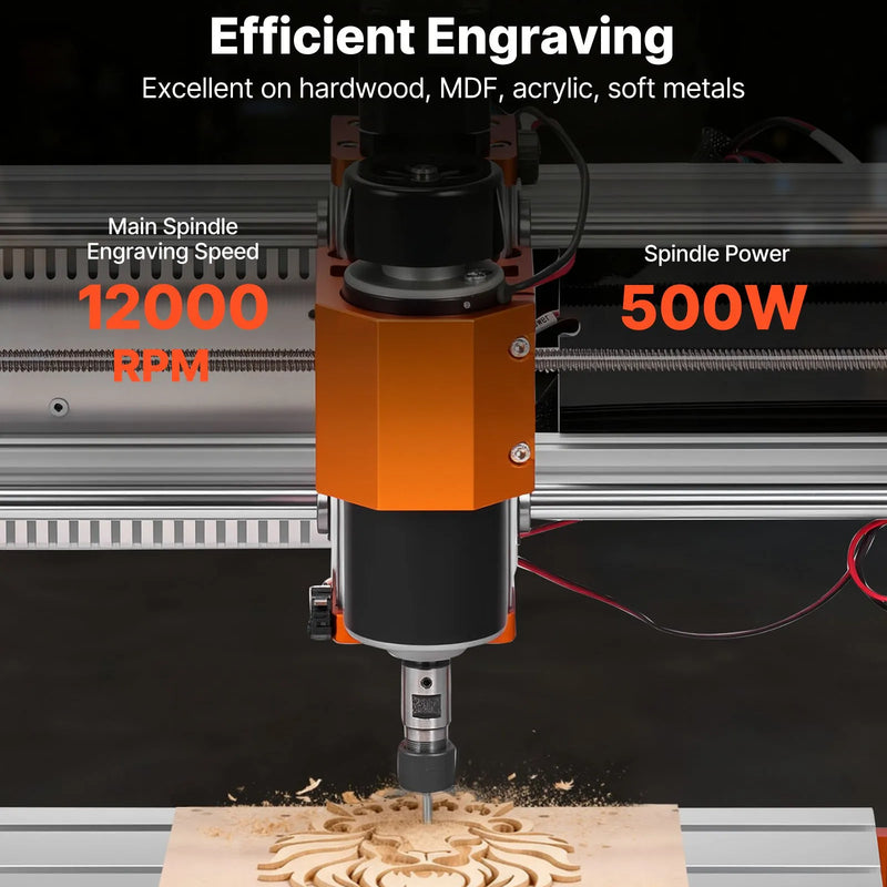 VEVOR CNC frēzēšanas iekārta, 500 W vārpsta, 3 asu koka gravēšanas un frēzēšanas mašīna, ar 300 × 180 × 80 mm darba zonu, bezsaistes vadības pulti, gala slēdžiem un avārijas apturēšanu, koka, akrila un plastmasas gravēšanai un griešanai