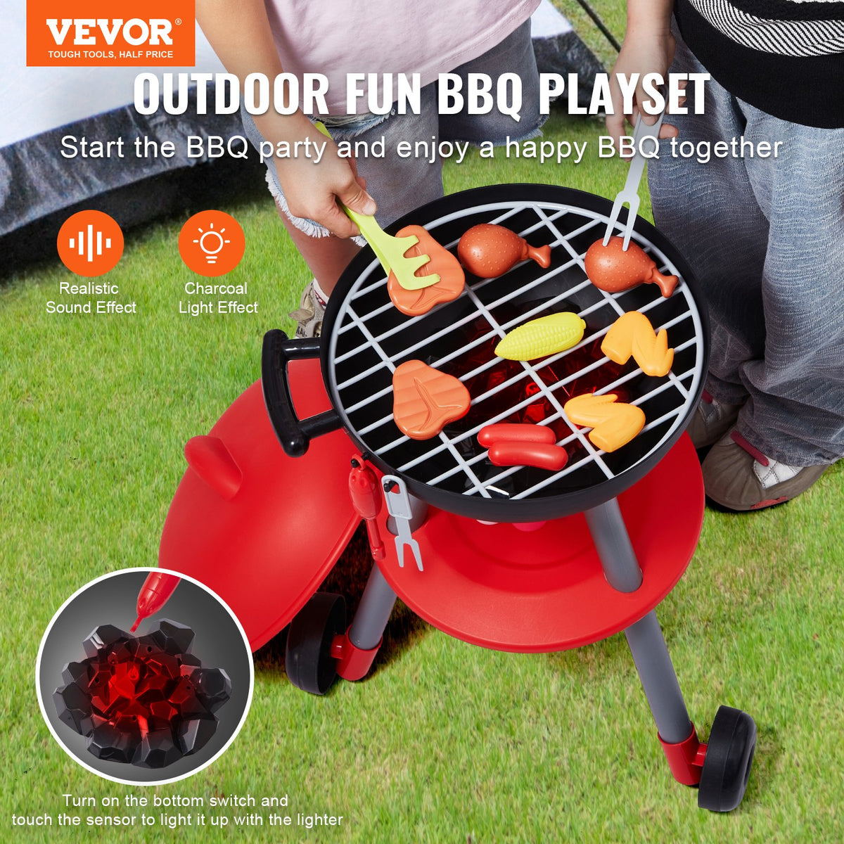 VEVOR Kids Play BBQ Grill with Light and Sound, 28 Accessories