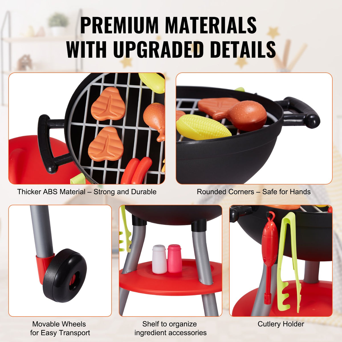 VEVOR Kids Play BBQ Grill with Light and Sound, 28 Accessories