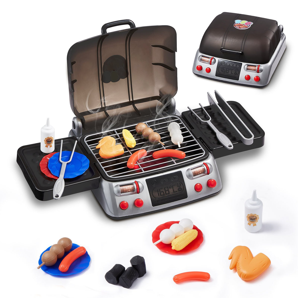 VEVOR Kids Play BBQ Grill with Smoke, Light and Sound, 19 Accessories