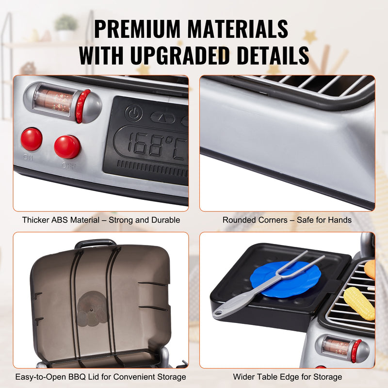 VEVOR 19 Gab. Bērnu BBQ Grila Spēļu Komplekts ar Gatavošanas Grilu, Dūmu Skaņu un Gaismu