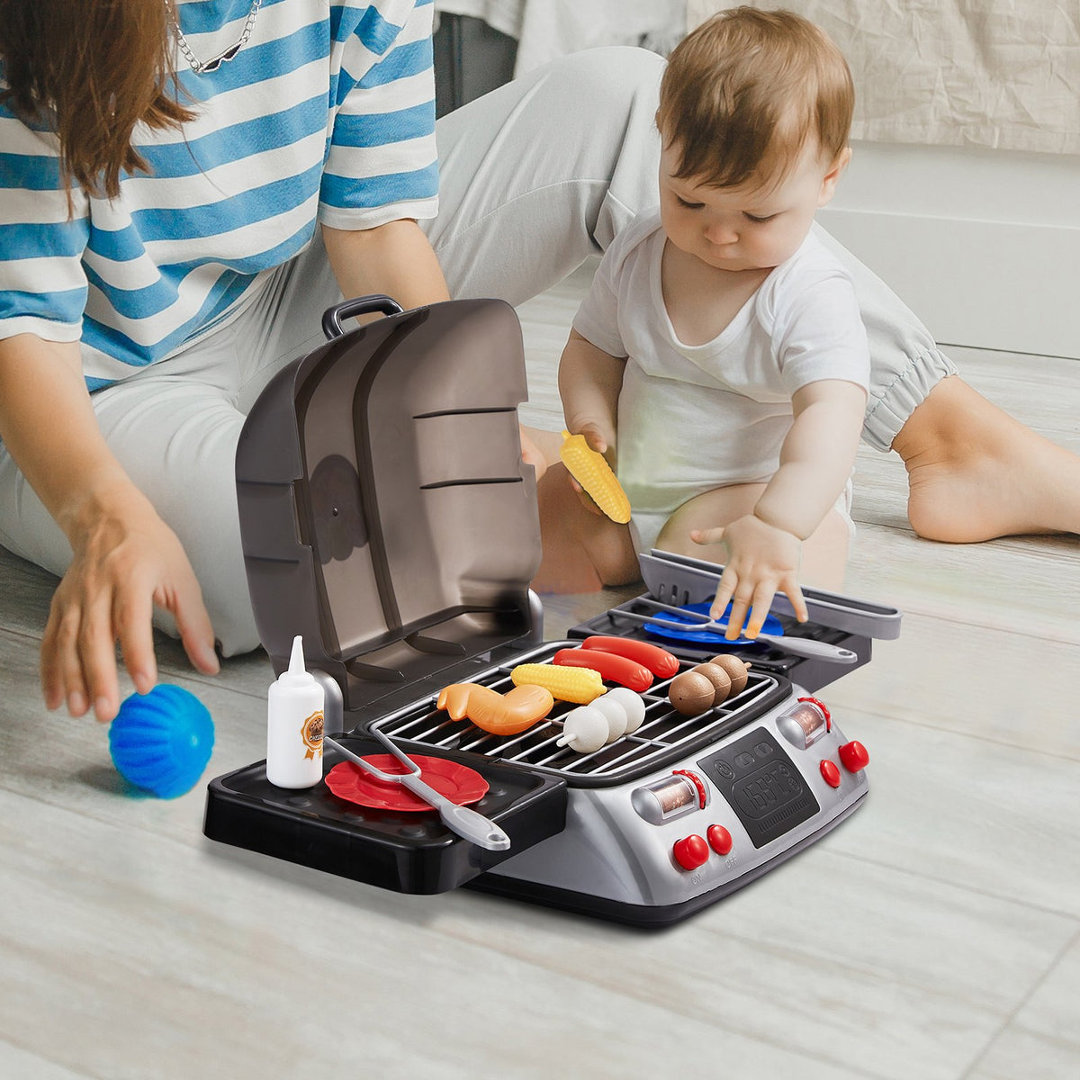 VEVOR Kids Play BBQ Grill with Smoke, Light and Sound, 19 Accessories
