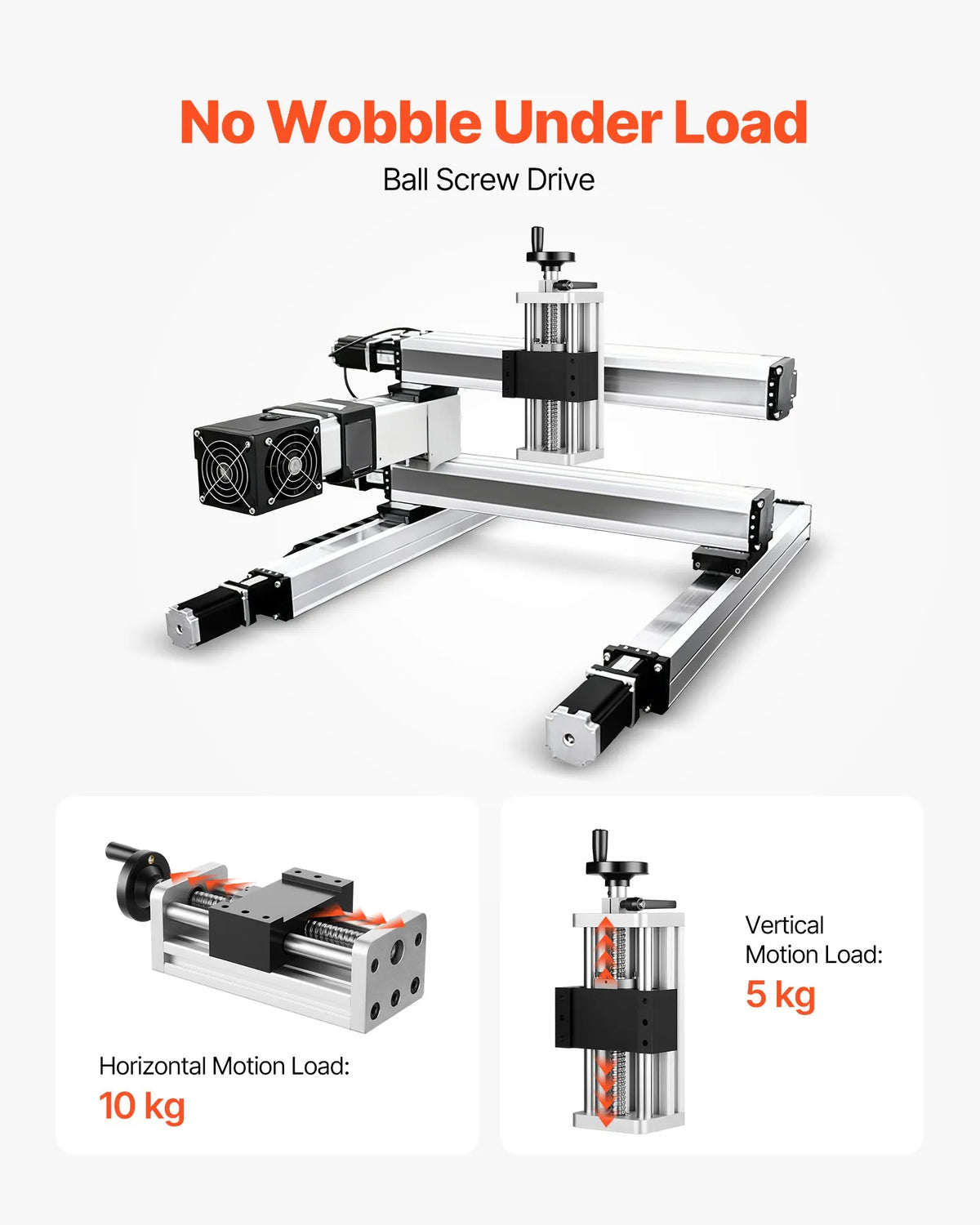 VEVOR Linear Motion Table 100 mm with Ball Screw, Dual Optical Axis and Manual Hand Wheel, C7 Precision