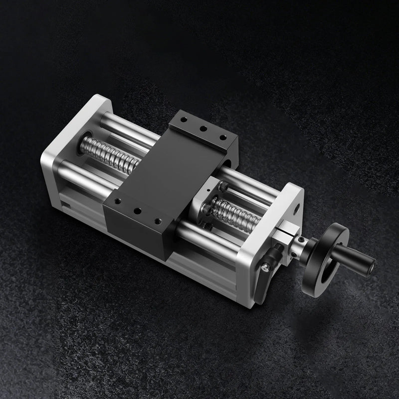 VEVOR lineārās kustības galda aktuators, efektīvais gājiens 100 mm, lodveida skrūves CNC lineārās kustības vadotne ar dubulto optisko asi, C7 augstas precizitātes klase, gultņu slīdošais bloks ar manuālu rokas ratu, X Y Z asīm