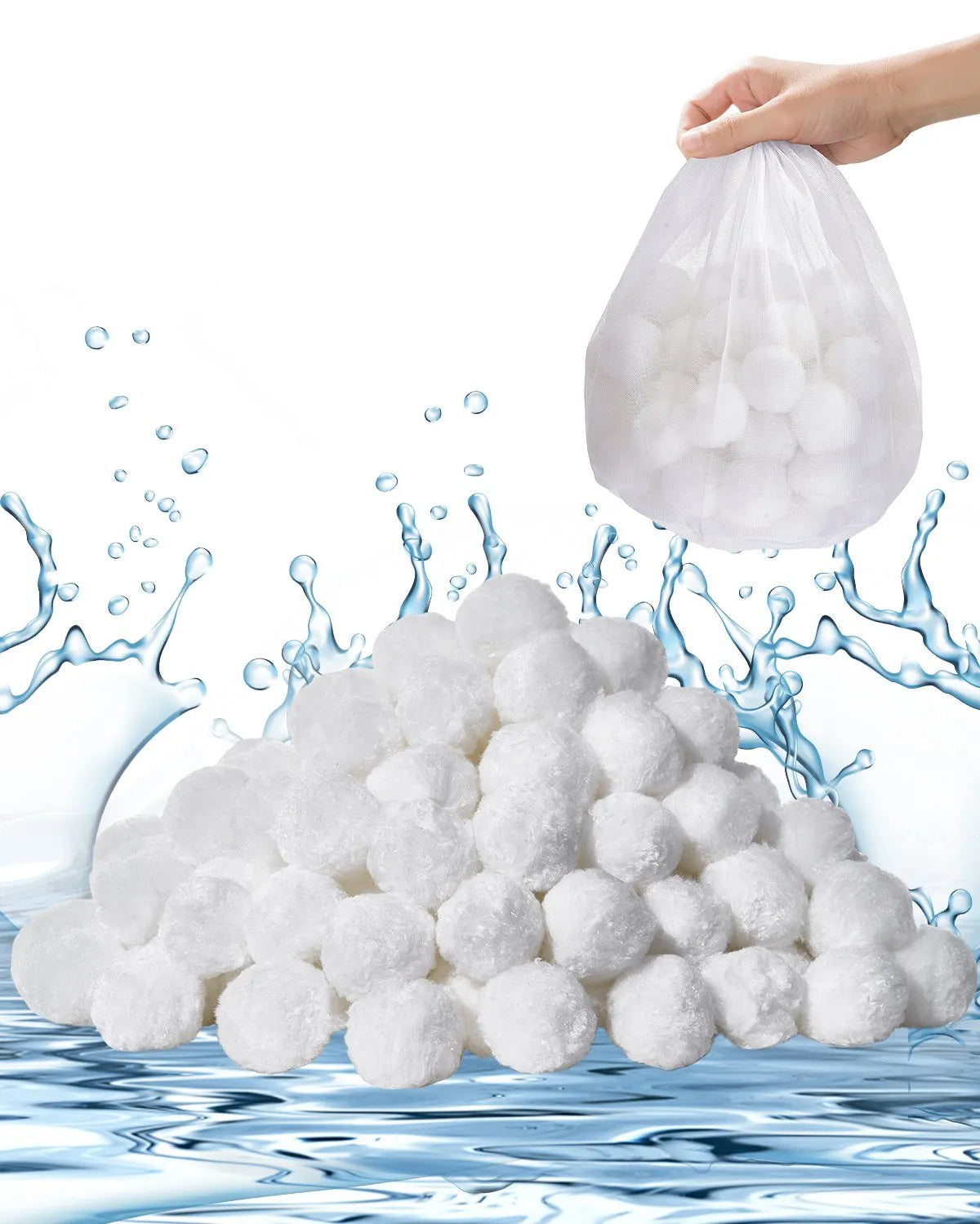 VEVOR Pool Filter Balls for Sand Filters, 0.7 kg, Reusable Polyester Fibre Filter Balls with Washing Bag, for Swimming Pools, Above Ground Pools and Aquariums