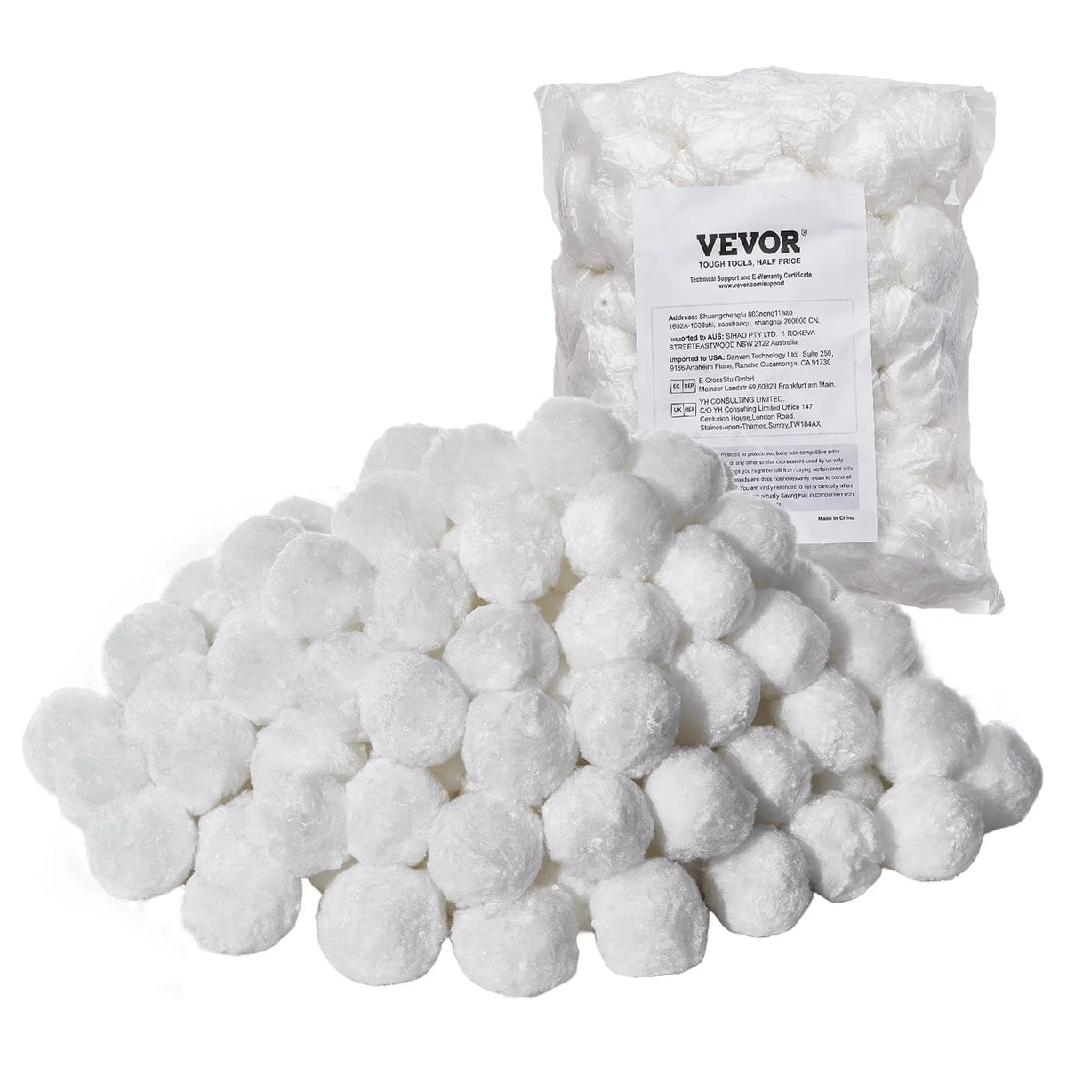 VEVOR Pool Filter Balls for Sand Filters, 0.7 kg, Reusable Polyester Fibre Filter Balls with Washing Bag, for Swimming Pools, Above Ground Pools and Aquariums