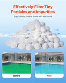 VEVOR baseina filtra bumbiņas smilšu filtriem, 0,7 kg, atkārtoti lietojamas poliestera šķiedras filtra bumbiņas ar mazgāšanas maisu, peldbaseiniem, virszemes baseiniem un akvārijiem