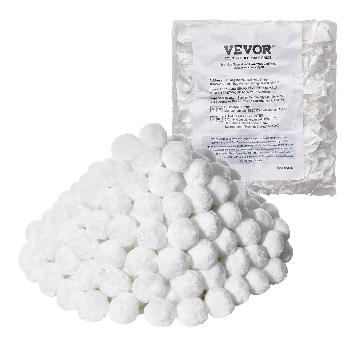 VEVOR Pool Filter Balls for Sand Filters, 1.6 kg, Reusable Polyester Fibre Filter Balls with Washing Bag, for Swimming Pools, Above Ground Pools and Aquariums