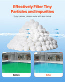 VEVOR baseina filtra bumbiņas smilšu filtriem, 1,6 kg, atkārtoti lietojamas poliestera šķiedras filtra bumbiņas ar mazgāšanas maisu, peldbaseiniem, virszemes baseiniem un akvārijiem