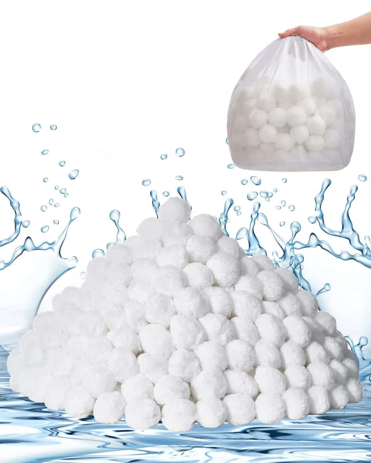 VEVOR Pool Filter Balls for Sand Filters, 2 kg, Reusable Polyester Fibre Filter Balls with Washing Bag, for Swimming Pools, Above Ground Pools and Aquariums