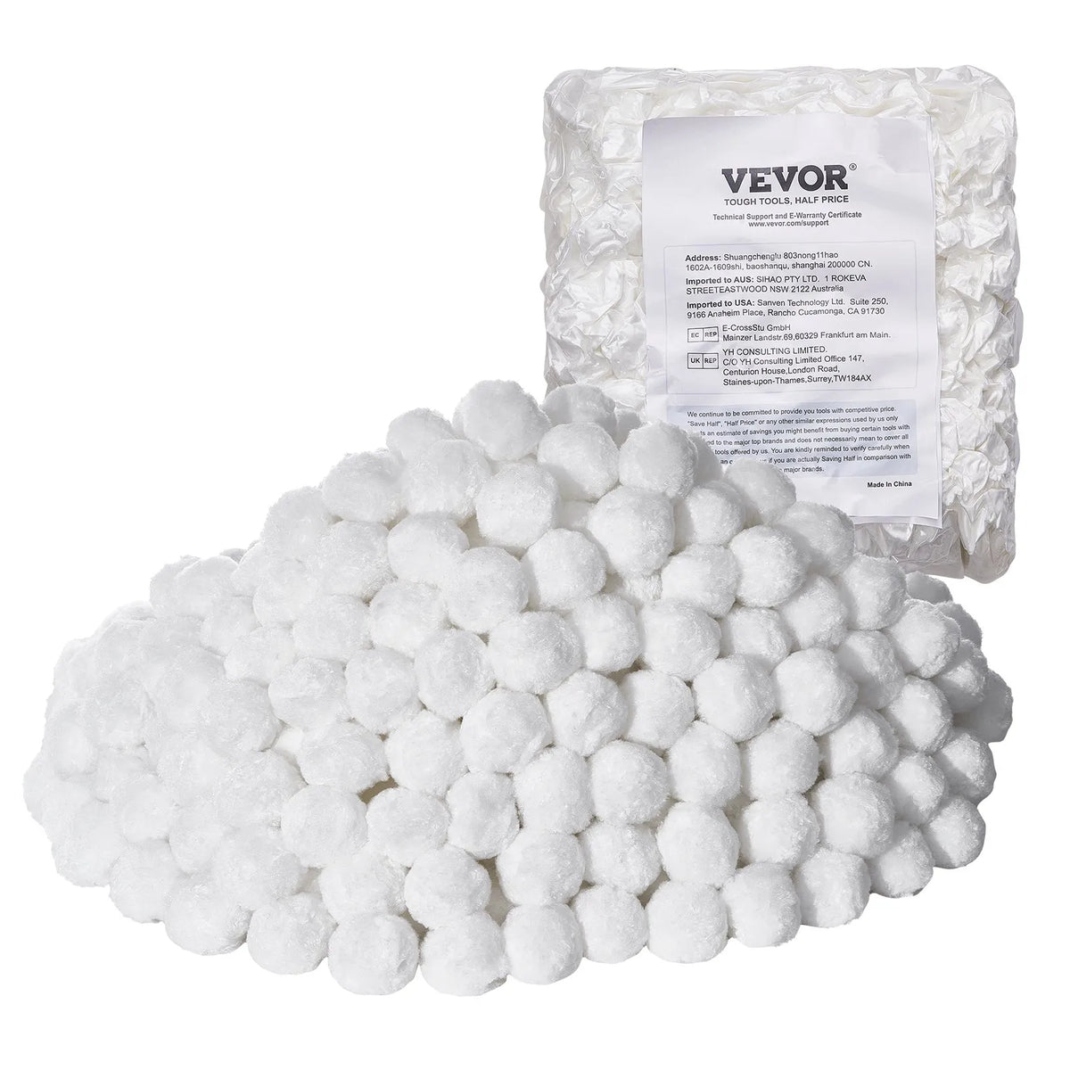 VEVOR Pool Filter Balls for Sand Filters, 2 kg, Reusable Polyester Fibre Filter Balls with Washing Bag, for Swimming Pools, Above Ground Pools and Aquariums