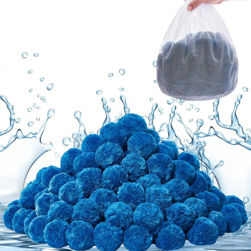 VEVOR baseina filtra bumbiņas smilšu filtriem, 0,7 kg, atkārtoti lietojams zilas krāsas poliestera šķiedras filtra materiāls ar mazgāšanas maisu, peldbaseiniem, akvārijiem un virszemes baseiniem