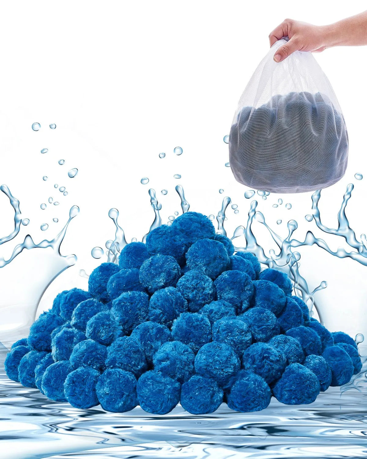 VEVOR Pool Filter Balls for Sand Filters, 0.7 kg, Reusable Blue Polyester Fibre Filter Media with Washing Bag, for Swimming Pools, Aquariums and Above Ground Pools