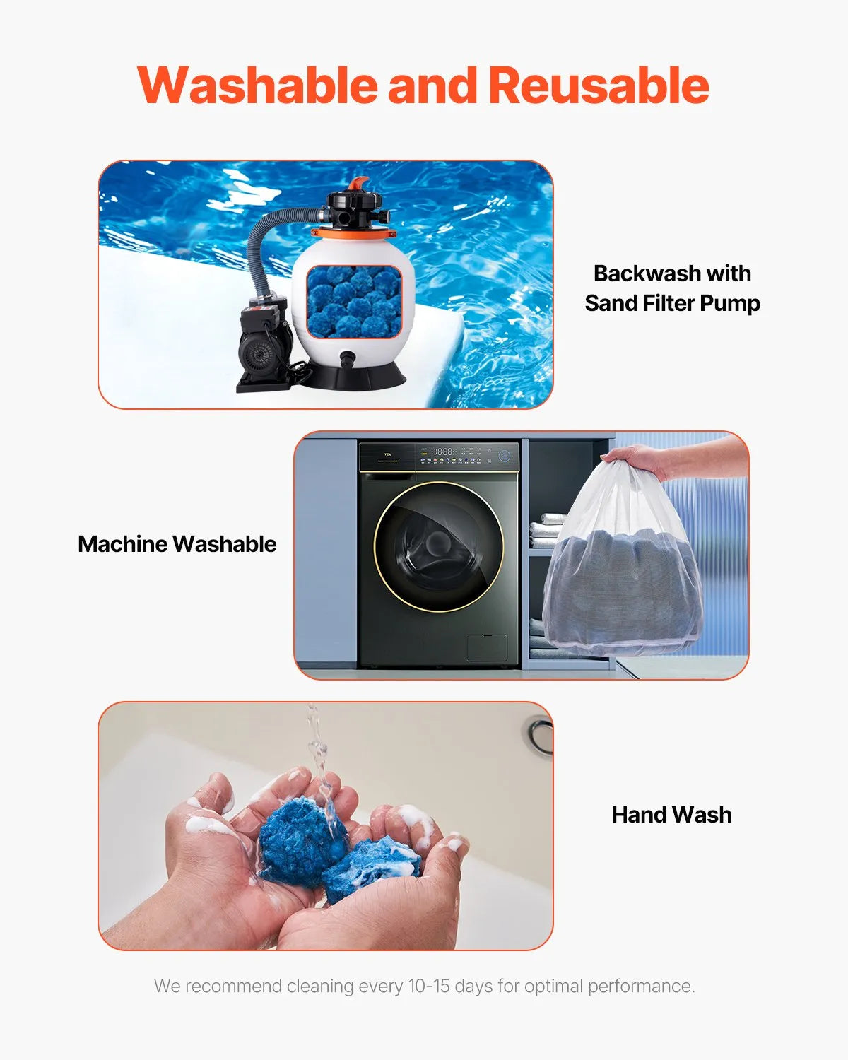 VEVOR Pool Filter Balls for Sand Filters, 1.4 kg, Reusable Blue Polyester Fibre Filter Media with Washing Bag, for Swimming Pools, Aquariums and Above Ground Pools