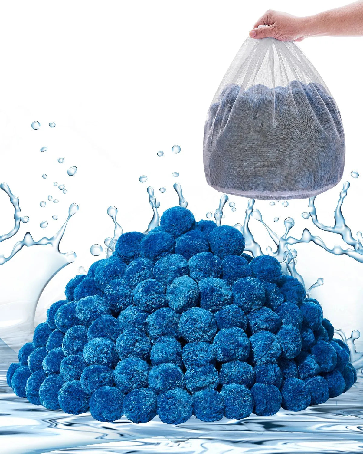 VEVOR Pool Filter Balls for Sand Filters, 1.8 kg, Reusable Blue Polyester Fibre Filter Media with Washing Bag, for Swimming Pools, Aquariums and Above Ground Pools