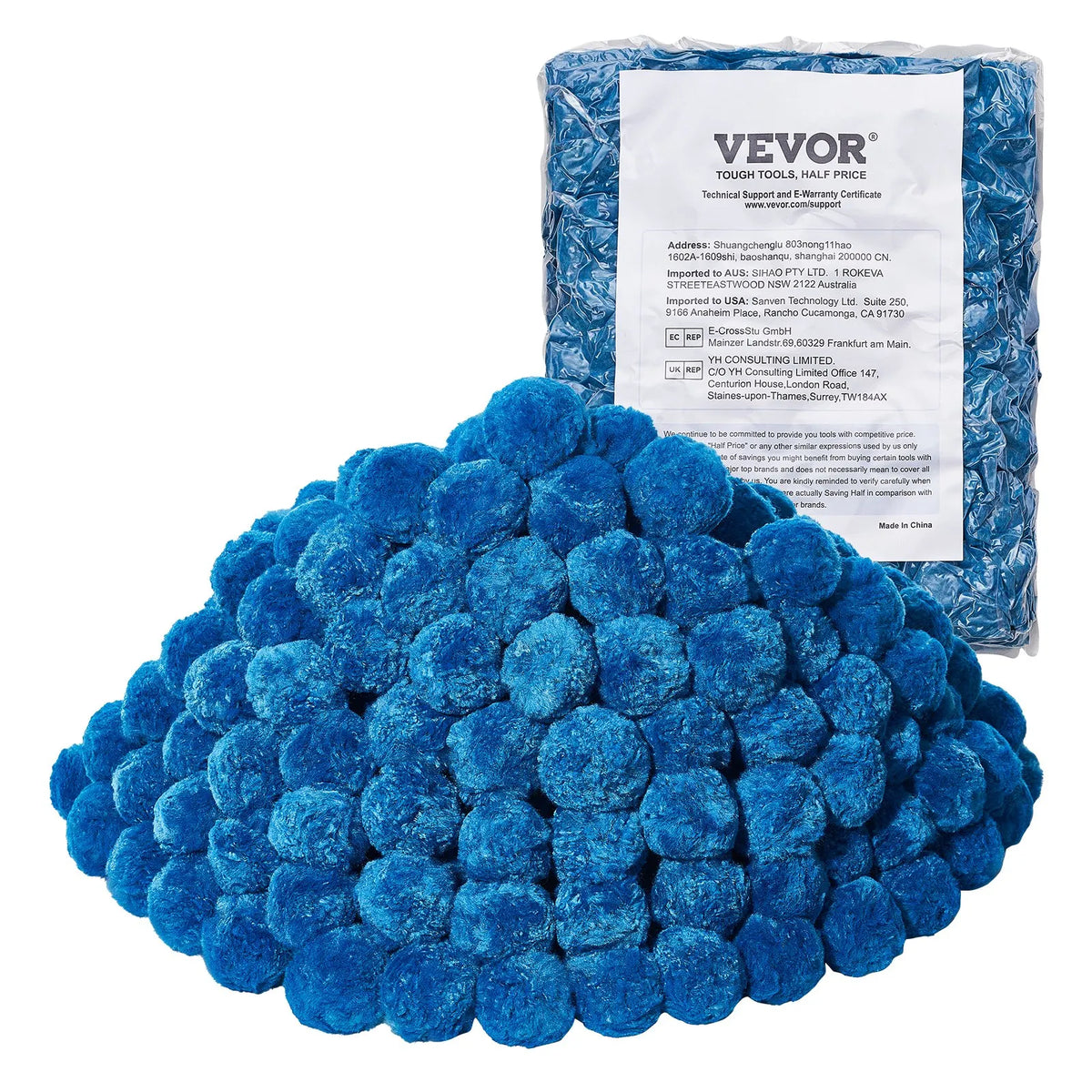 VEVOR Pool Filter Balls for Sand Filters, 1.8 kg, Reusable Blue Polyester Fibre Filter Media with Washing Bag, for Swimming Pools, Aquariums and Above Ground Pools
