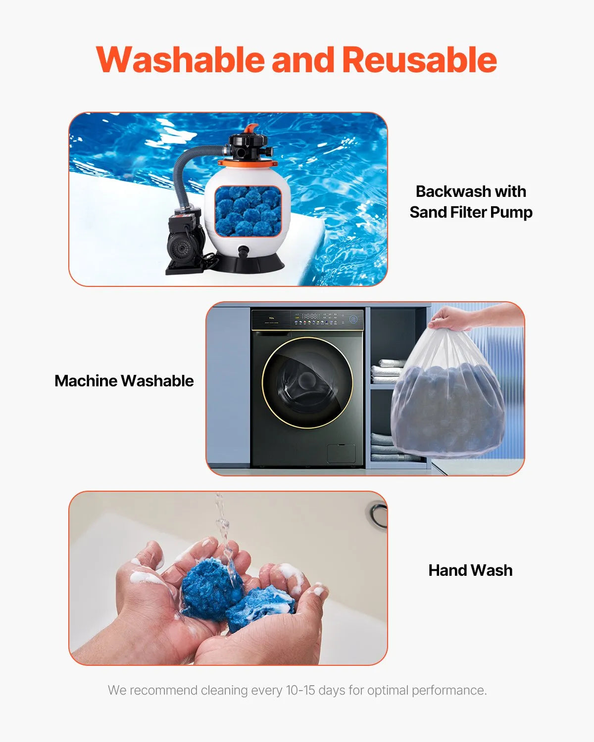 VEVOR Pool Filter Balls for Sand Filters, 1.8 kg, Reusable Blue Polyester Fibre Filter Media with Washing Bag, for Swimming Pools, Aquariums and Above Ground Pools