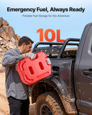 VEVOR degvielas kanna 10 l, plakana pārnēsājama degvielas tvertne ar uzgali un slēdzamu stiprinājumu, plūsmas ātrums līdz 15 l/min, hermētiska un droša, paredzēta automobiļiem, motocikliem, ATV un UTV, sarkana