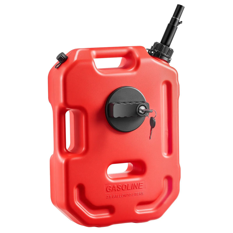 VEVOR degvielas kanna 10 l, plakana pārnēsājama degvielas tvertne ar uzgali un slēdzamu stiprinājumu, plūsmas ātrums līdz 15 l/min, hermētiska un droša, paredzēta automobiļiem, motocikliem, ATV un UTV, sarkana