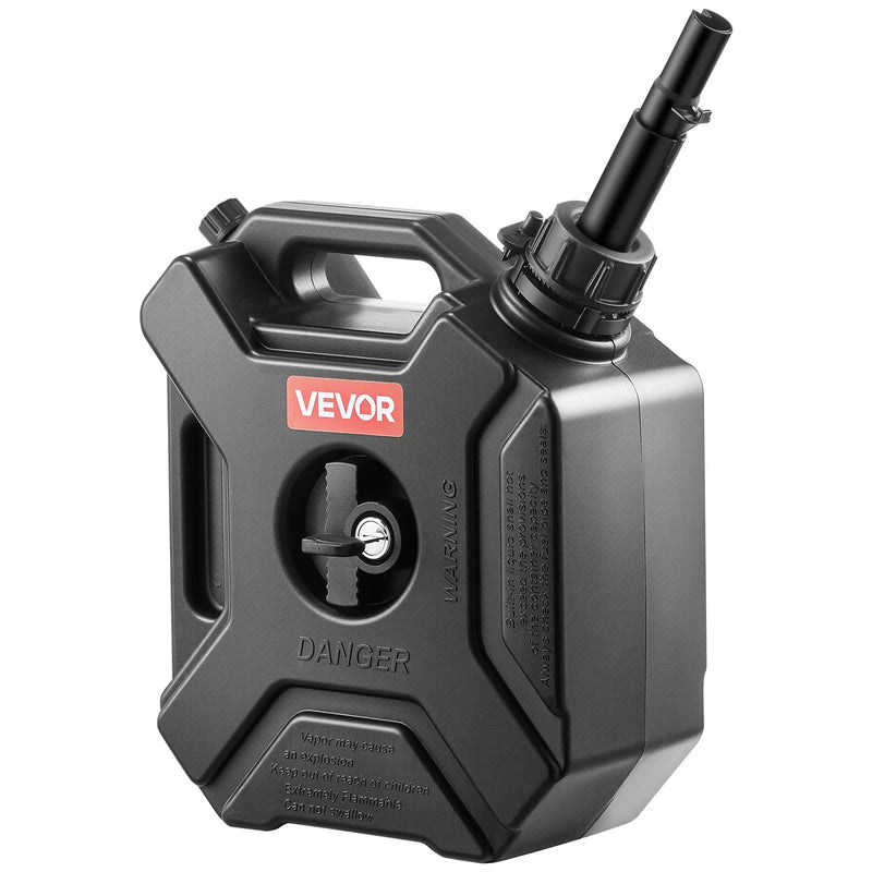 VEVOR degvielas kanna 5 l, plakana pārnēsājama degvielas tvertne ar uzgali un slēdzamu stiprinājumu, plūsmas ātrums līdz 15 l/min, hermētiska un droša, paredzēta automobiļiem, motocikliem, ATV un UTV, melna