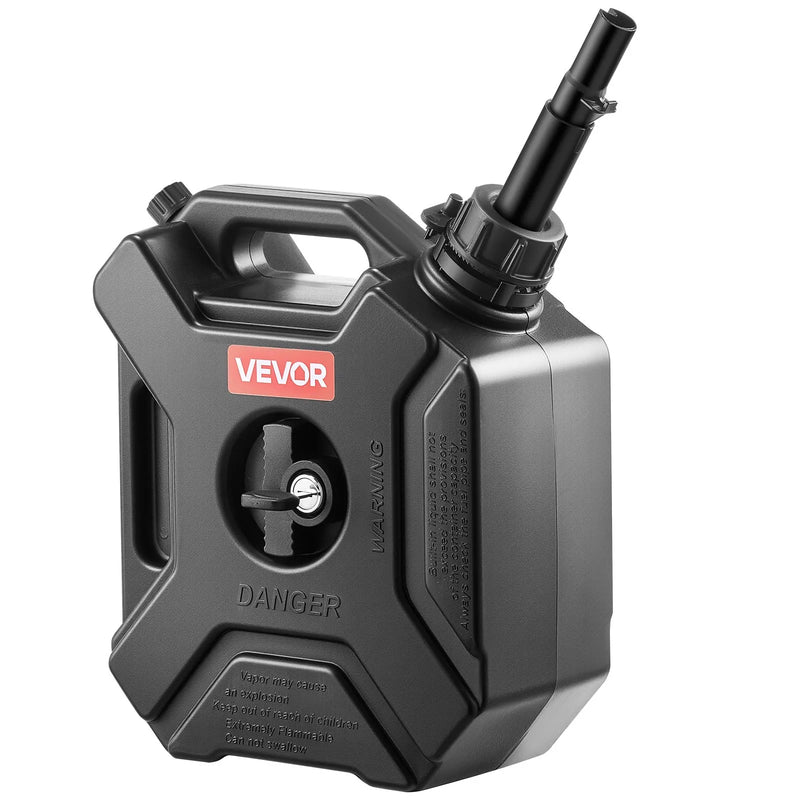 VEVOR degvielas kanna 5 l, plakana pārnēsājama degvielas tvertne ar uzgali un slēdzamu stiprinājumu, plūsmas ātrums līdz 15 l/min, hermētiska un droša, paredzēta automobiļiem, motocikliem, ATV un UTV, melna