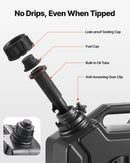 VEVOR degvielas kanna 5 l, plakana pārnēsājama degvielas tvertne ar uzgali un slēdzamu stiprinājumu, plūsmas ātrums līdz 15 l/min, hermētiska un droša, paredzēta automobiļiem, motocikliem, ATV un UTV, melna