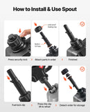 VEVOR degvielas kanna 5 l, plakana pārnēsājama degvielas tvertne ar uzgali un slēdzamu stiprinājumu, plūsmas ātrums līdz 15 l/min, hermētiska un droša, paredzēta automobiļiem, motocikliem, ATV un UTV, melna