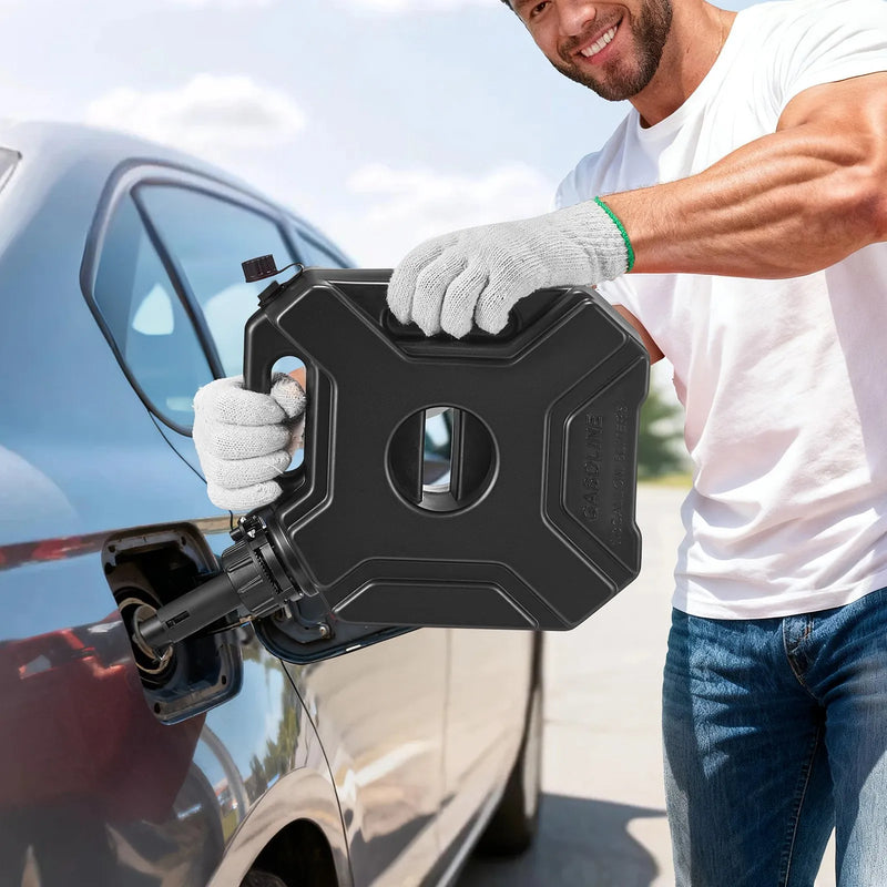 VEVOR degvielas kanna 5 l, plakana pārnēsājama degvielas tvertne ar uzgali un slēdzamu stiprinājumu, plūsmas ātrums līdz 15 l/min, hermētiska un droša, paredzēta automobiļiem, motocikliem, ATV un UTV, melna