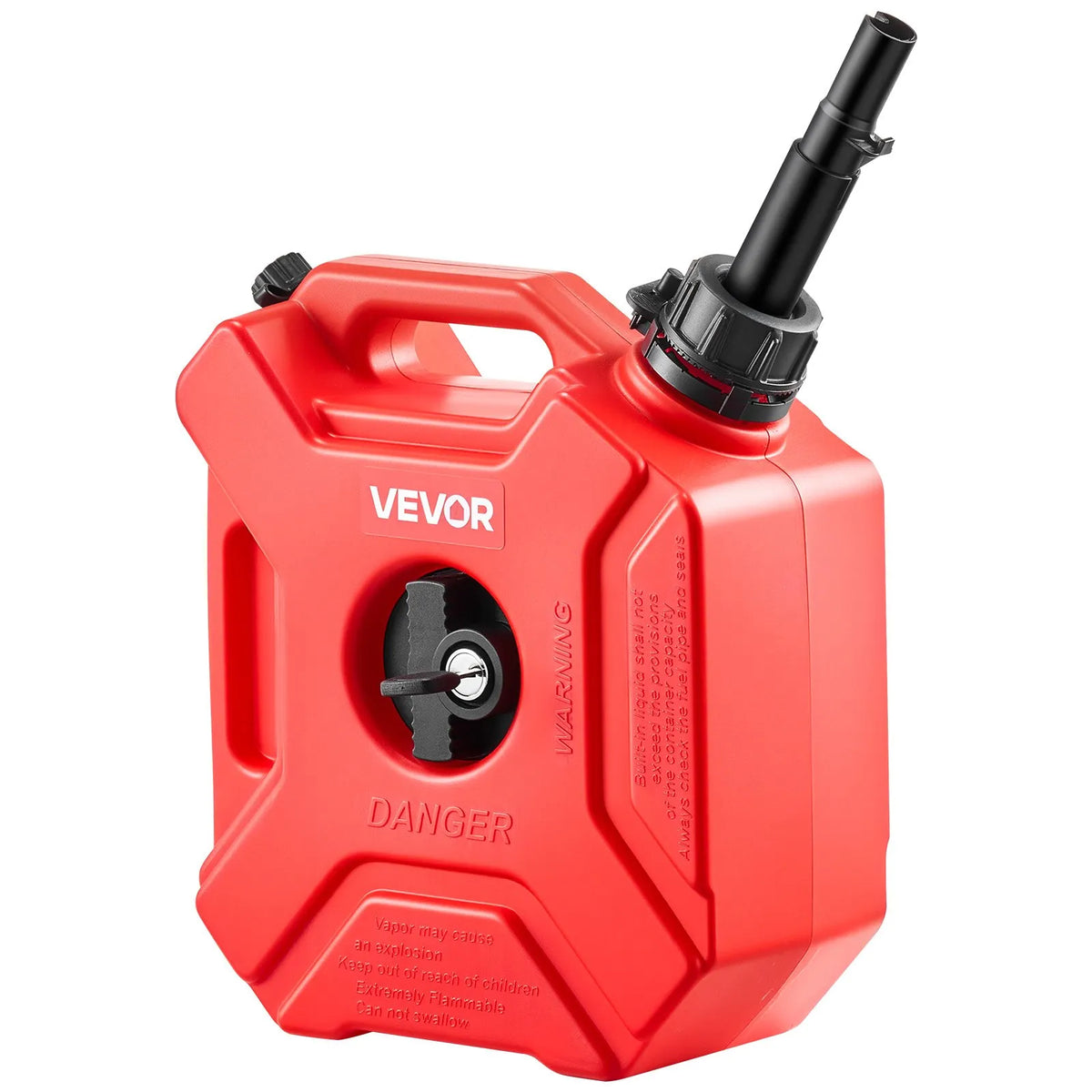VEVOR 5 L Fuel Can, Flat Portable Fuel Tank with Spout and Locking Strap, Maximum Flow Rate 15 L/min, Hermetic and Safe, Suitable for Cars, Motorcycles, ATVs and UTVs, Red