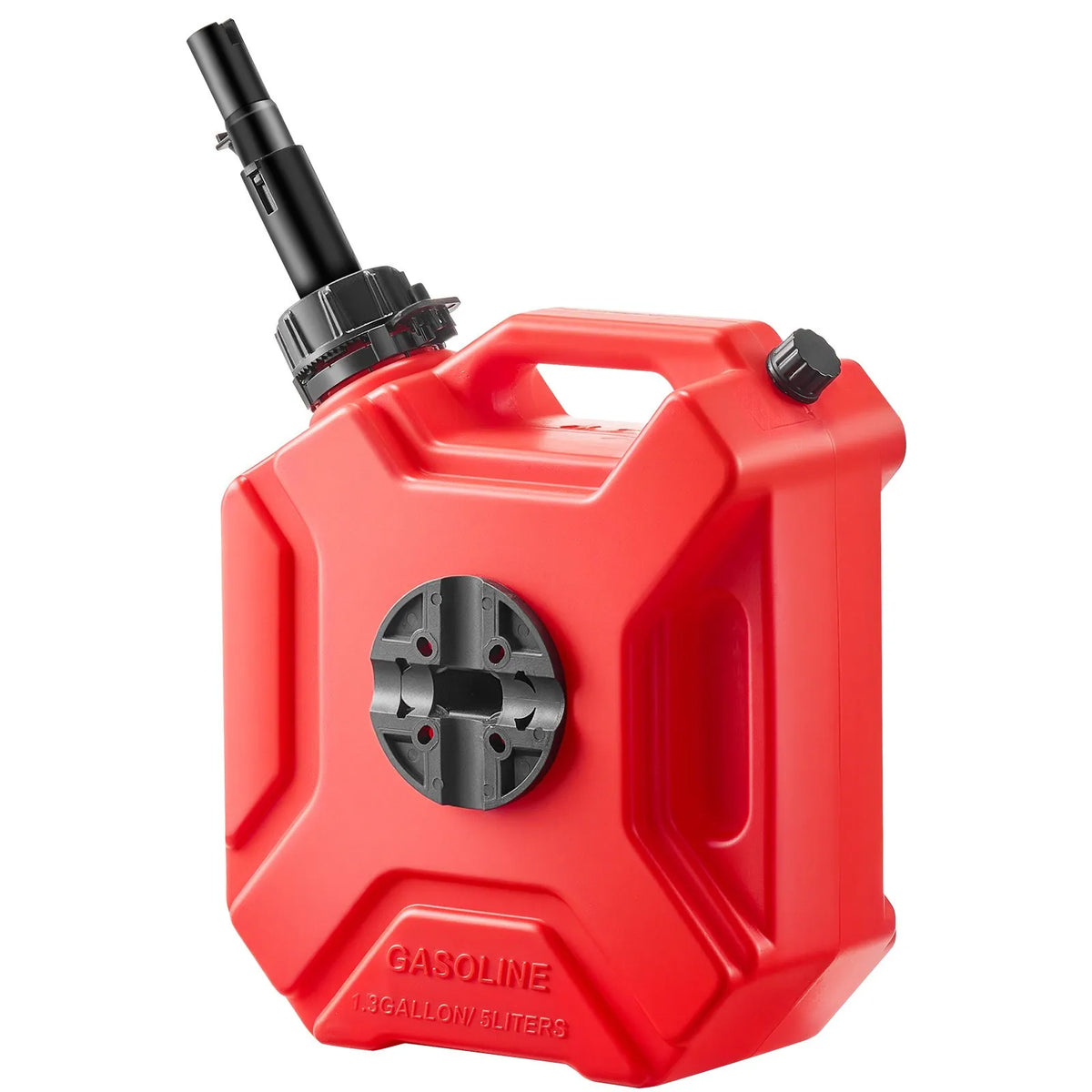 VEVOR 5 L Fuel Can, Flat Portable Fuel Tank with Spout and Locking Strap, Maximum Flow Rate 15 L/min, Hermetic and Safe, Suitable for Cars, Motorcycles, ATVs and UTVs, Red