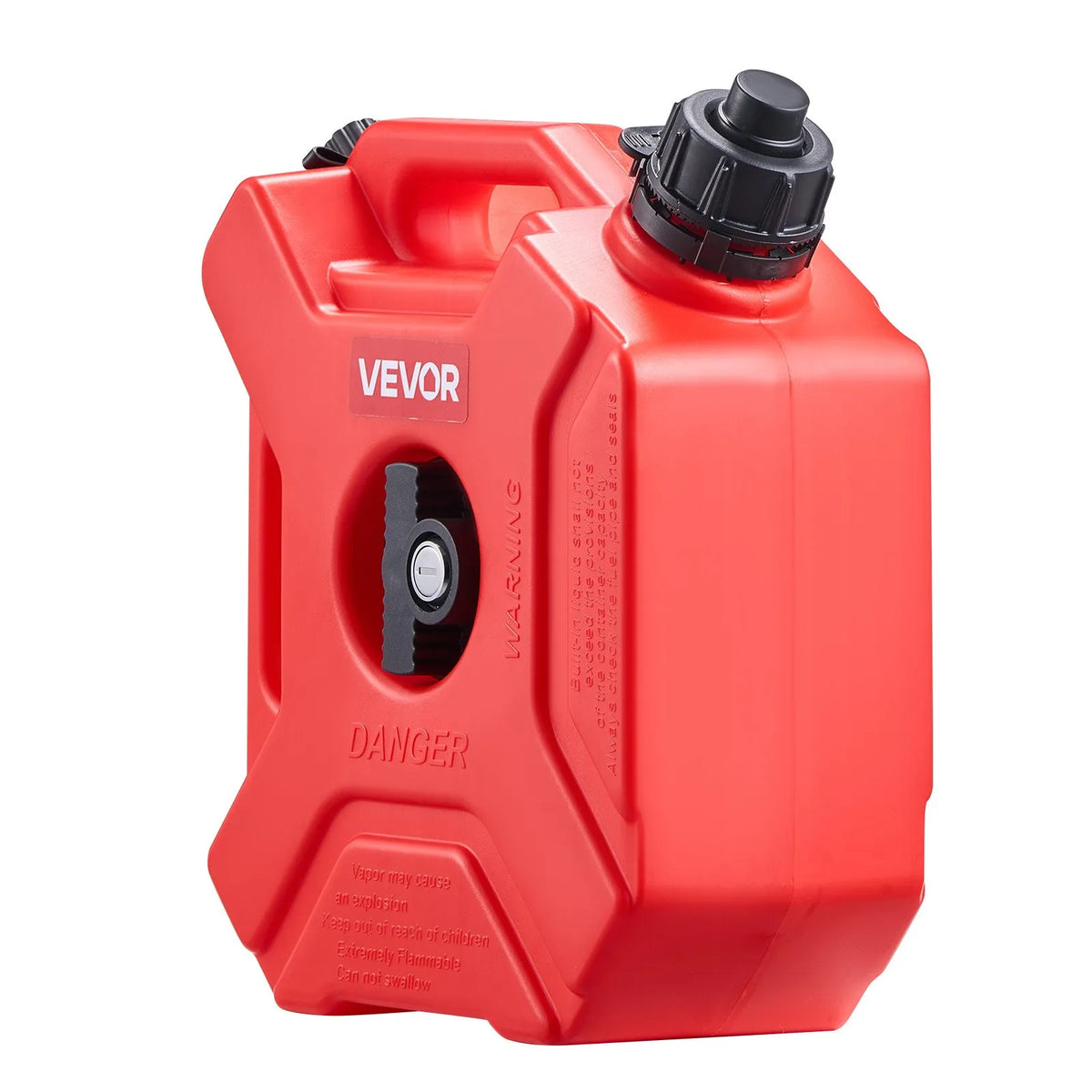 VEVOR 5 L Fuel Can, Flat Portable Fuel Tank with Spout and Locking Strap, Maximum Flow Rate 15 L/min, Hermetic and Safe, Suitable for Cars, Motorcycles, ATVs and UTVs, Red