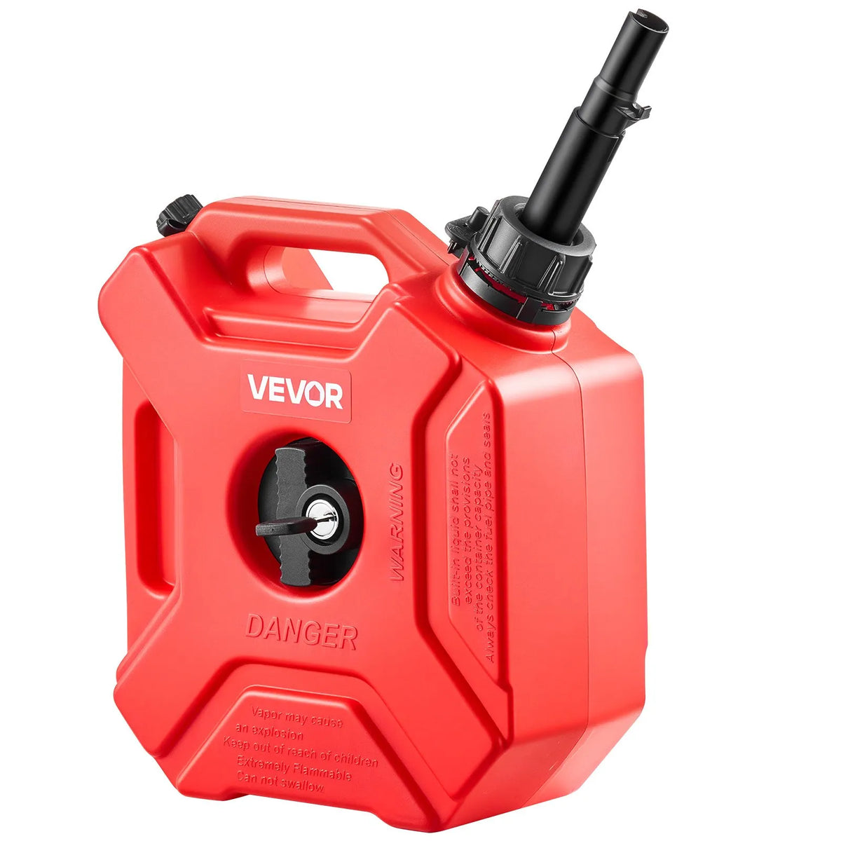 VEVOR 5 L Fuel Can, Flat Portable Fuel Tank with Spout and Locking Strap, Maximum Flow Rate 15 L/min, Hermetic and Safe, Suitable for Cars, Motorcycles, ATVs and UTVs, Red