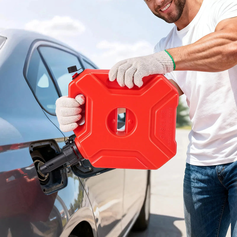 VEVOR degvielas kanna 5 l, plakana pārnēsājama degvielas tvertne ar uzgali un slēdzamu stiprinājumu, maksimālais plūsmas ātrums 15 l/min, hermētiska un droša, piemērota automašīnām, motocikliem, ATV un UTV, sarkana