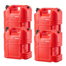 VEVOR degvielas tvertņu komplekts, 19 l, 4 gab., plakanas pārnēsājamas degvielas kannas ar uzgali un caurspīdīgu mēroga skalu, plūsmas ātrums līdz 15 l/min, hermētiskas un drošas, piemērotas automobiļiem, motocikliem, ATV un UTV, sarkanā krāsā