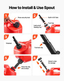 VEVOR degvielas tvertņu komplekts, 19 l, 4 gab., plakanas pārnēsājamas degvielas kannas ar uzgali un caurspīdīgu mēroga skalu, plūsmas ātrums līdz 15 l/min, hermētiskas un drošas, piemērotas automobiļiem, motocikliem, ATV un UTV, sarkanā krāsā